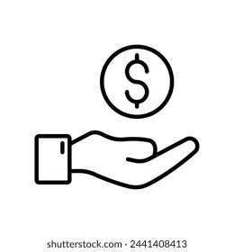 hand holding doller bill icon with white background vector stock illustration