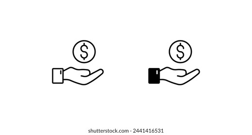 hand holding doller bill icon with white background vector stock illustration