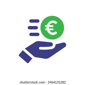 Hand holding and donate euro icon vector illustration.