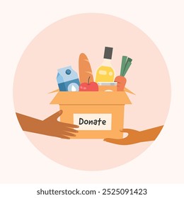 hand holding donation boxes, Volunteering, Charity concept 