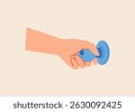 hand holding door knob handle illustration