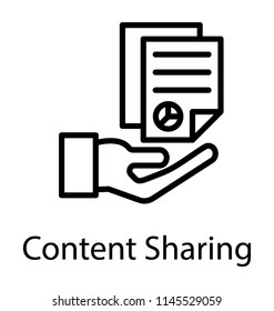 Hand holding drafts to give content sharing concept 