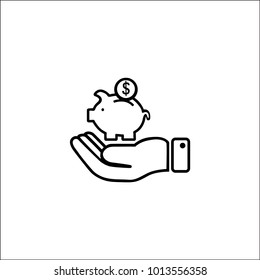Hand, die ein handgezeichnetes Vektorpigmentenbank hält, Vektorsymbol.