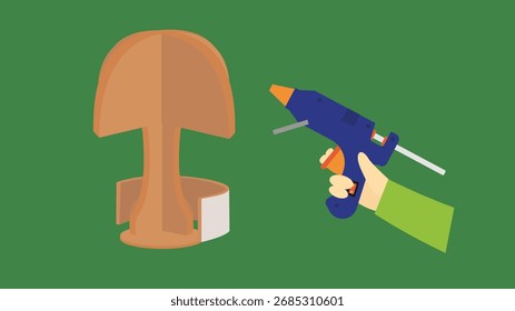 Mano sosteniendo un taladro. Ilustración vectorial en un estilo plano sobre un fondo verde.
