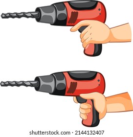 Hand holding drilling machine illustration