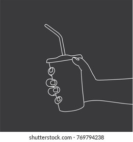 Hand holding a drink, vector illustration design. Hands collection.