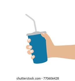 Hand holding a drink, vector illustration design. Hands collection.