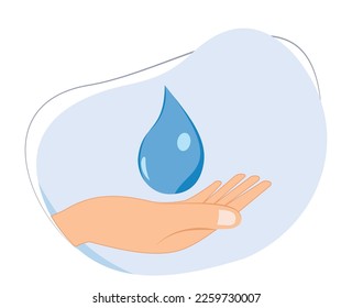 hand holding dripping water. palms catch water droplets. International water day. water saving concept. save the earth concept