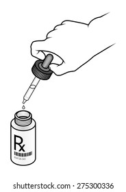 Hand holding a dropper.