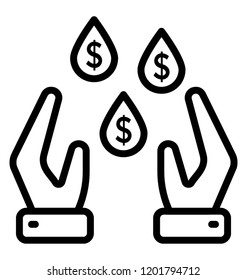 Hand holding drops having dollar symbol is denoting mutual funds 