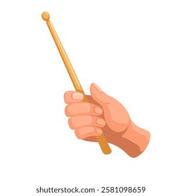 Hand Holding a Drum Stick Gesture Cartoon illustration Vector