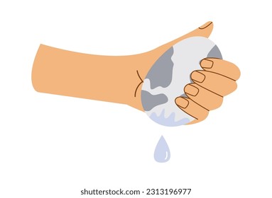 Hand Holding Dry Planet Earth Vector Illustration