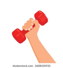Hand holding dumbbell for fitness sport and workout
