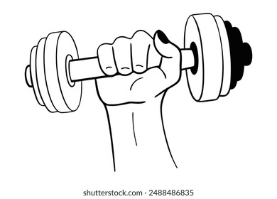  Hand Holding Dumbbell Line art vector Icon for Gym, Bodybuilding or Fitness tool symbols