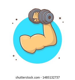 Hand, die eine Hantel hält Symbol Vektorillustration Illustration. Hand mit Muskel im Holen von Barbell. Fitnesscenter und Fitnesscenter Konzept. Flachbildfernseher geeignet für Web-Landing-Page, Banner, Flyer, Hintergrund