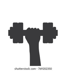 Hand holding dumbbells, vector illustration design. Hands collection.