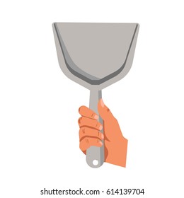 Hand holding dust scoop vector flat isolated icon