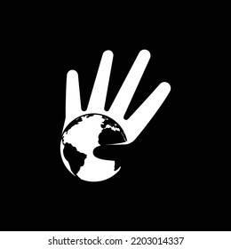 Hand holding earth globe for global warming and pollution concept.