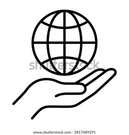 Hand holding earth globe icon vector illustration with protection environment international conservation earthday