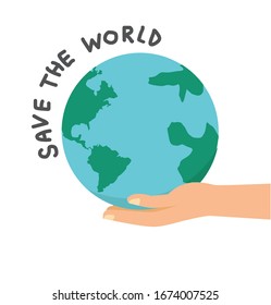 Hand holding with earth globe save the world concept 