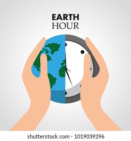 hand holding earth hour clock protection eco