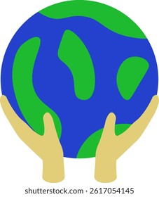 Hand holding earth planet illustration 
