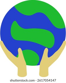 Hand holding earth planet illustration 