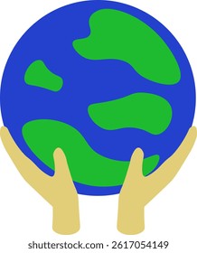 Hand holding earth planet illustration 