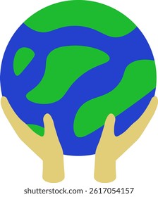 Hand holding earth planet illustration 