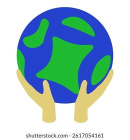 Hand holding earth planet illustration 
