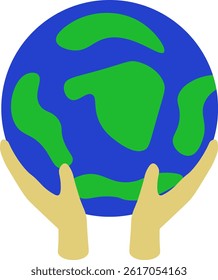 Hand holding earth planet illustration 