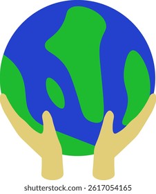 Hand holding earth planet illustration 