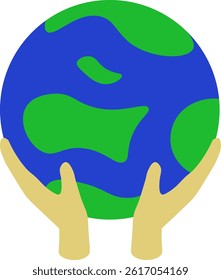 Hand holding earth planet illustration 