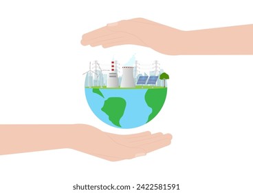 Hand Holding Earth. Save the World. Save Energy. Eco Friendly and Green Energy Concept.
