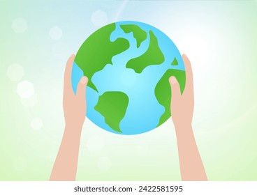 Hand Holding Earth. Save the World. Save Energy. Eco Friendly and Green Energy Concept.
