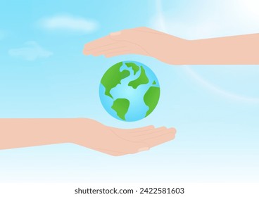 Hand Holding Earth. Save the World. Save Energy. Eco Friendly and Green Energy Concept.