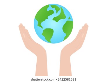 Hand Holding Earth. Save the World. Save Energy. Eco Friendly and Green Energy Concept.