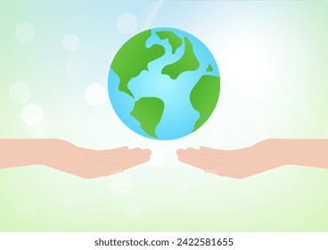 Tierra de mano. Salven al mundo. Ahorra energía. Concepto de Energía Ecológica y Verde.