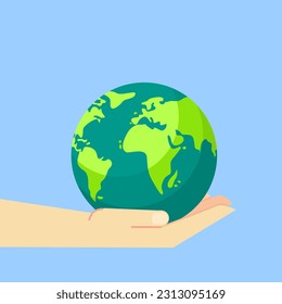 hand holding earth vector, Earth day concept