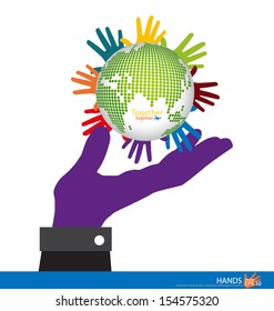Hand holding the Earth. Vector illustration.