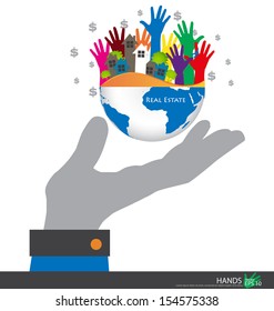 Hand holding the Earth. Vector illustration.