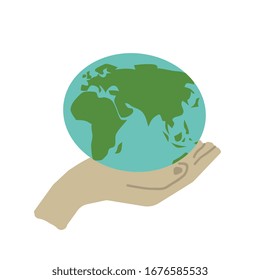 Hand holding Earth vector symbol