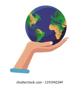 Hand holding earth world