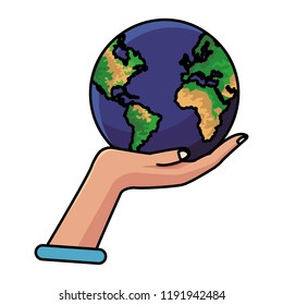 Hand holding earth world