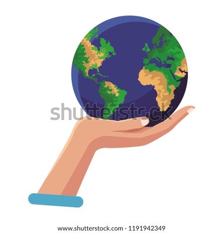 Hand holding earth world