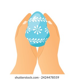 Hand halten Osterei mit traditionellen Ornamenten - Vektor-Illustration
