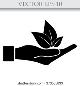 Hand holding Ecology icon set. Eco-icons.