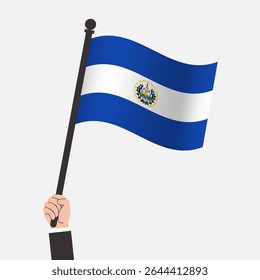 Hand Holding El Salvador Waving Flag