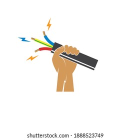 plantilla de diseño de ilustración de instalación eléctrica y de servicio con cable de mano