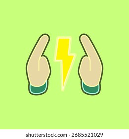 Mano que sostiene el icono de la Plantilla eléctrica, estilo plano simple, Ilustración vectorial, símbolo, pictograma de diseño del logotipo, para UI o UX para el App móvil, editable